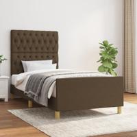 Bedframe zonder matras 100x200 cm stof donkerbruin