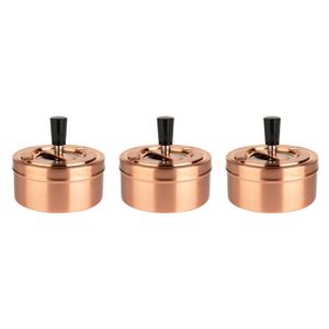 3x stuks ronde draaiasbakken/drukasbakken rose goud 11 cm