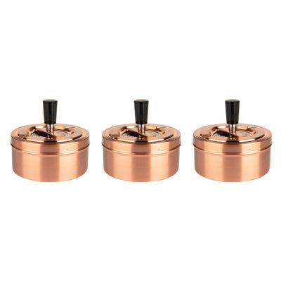 3x stuks ronde draaiasbakken/drukasbakken rose goud 11 cm