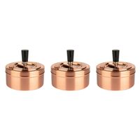 3x stuks ronde draaiasbakken/drukasbakken rose goud 11 cm