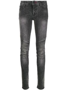 Philipp Plein legging façon jean à effet délavé - Noir