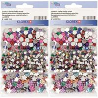 Plak/strass steentjes - 1000x - gekleurd - rond, vierkant en bloem - plaksteentjes