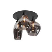 Highlight Plafondlamp Cambio Black & Smoke Glas 32cm Ø 3 Lichts