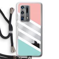 Strepen pastel: Huawei P40 Pro Plus Transparant Hoesje met koord