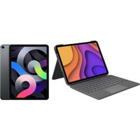 Apple iPad Air (2020) 10.9 inch 256 GB Wifi + 4G Space Gray + Logitech Toetsenbord Hoes - thumbnail