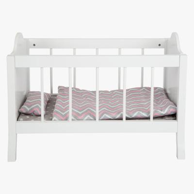 Small Foot houten poppenbed wit met beddengoed strepen, 4dlg.