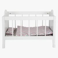 Small Foot houten poppenbed wit met beddengoed strepen, 4dlg.