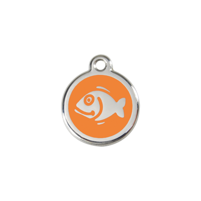 Fish Orange roestvrijstalen kattenpenning small/klein dia. 2 cm - Reddingo