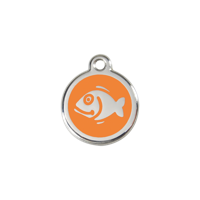 Fish Orange roestvrijstalen kattenpenning small/klein dia. 2 cm - Reddingo