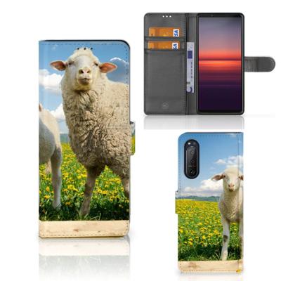 Sony Xperia 5II | Telefoonhoesje | Met pasjeshouder | Schaap en Lammetje