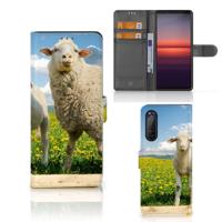 Sony Xperia 5II | Telefoonhoesje | Met pasjeshouder | Schaap en Lammetje