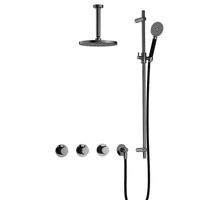 Hotbath Cobber IBS70 inbouwdouche met ronde handdouche, 15cm plafondbuis en glijstang zwart chroom - thumbnail