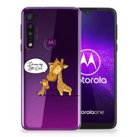 Motorola One Macro Telefoonhoesje met Naam Giraffe - thumbnail