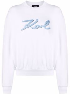 Karl Lagerfeld sweat à logo brodé - Blanc