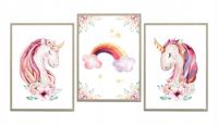 Posters - Eenhoorns en regenboog / Set van 3