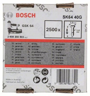 Bosch Accessoires Nagel met verzonken kop SK64 40mm | 1.6mm - 2608200503