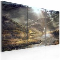 Schilderij - Het Land van Mist II, hoogwaardige print op canvas, wanddecoratie,3luik