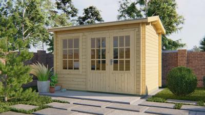 Tuindeco Daisy Blokhut 350x250 cm 40 mm vuren blank- Zadeldak- Onbehandeld vurenhout- Tuindeco