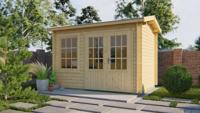 Tuindeco Daisy Blokhut 350x250 cm 40 mm vuren blank- Zadeldak- Onbehandeld vurenhout- Tuindeco