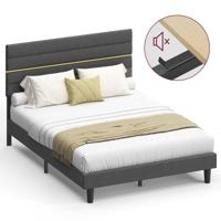 Tweepersoonsbed met verstelbaar hoofdbord en stevig metalen frame, 140 x 200 cm