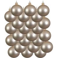 Decoris kerstballen - 24x - parel champagne - 8 cm - glas - mat - velvet - kerstversiering