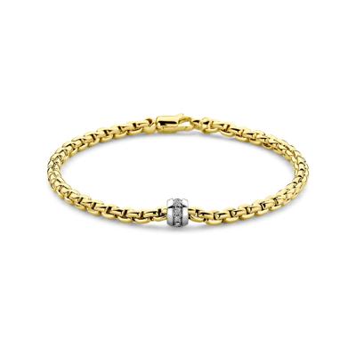 Luxueuze 14k Geelgouden Armband met Diamant - Tijdloze Elegantie voor Elke Gelegenheid