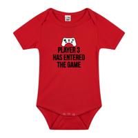 Player 3 entered the game tekst - Baby rompertje - rood - meisjes - Kraamcadeau