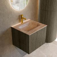 Badmeubel Mondiaz Kurve-Dlux | 50 cm | Meubelkleur Shadow | Wastafelkleur Saba | Solid surface | Wasbak midden spoelbak | 1 kraangat