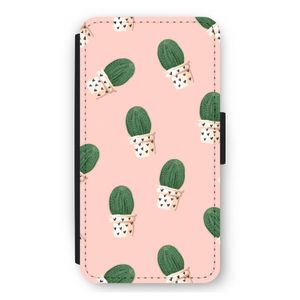 Cactusprint roze: iPhone 12 mini Flip Hoesje