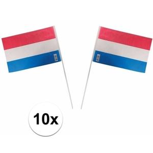 Feest zwaaivlaggetje - 10x - Nederlandse vlag - 20 x 30 cm - kunststof - handvlaggetjes - Holland