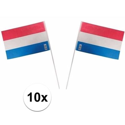 Feest zwaaivlaggetje - 10x - Nederlandse vlag - 20 x 30 cm - kunststof - handvlaggetjes - Holland