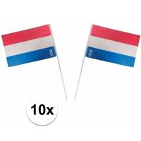 Feest zwaaivlaggetje - 10x - Nederlandse vlag - 20 x 30 cm - kunststof - handvlaggetjes - Holland