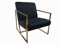 Fauteuil Milano Zwart + Goud frame - thumbnail