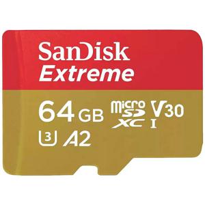 SanDisk Extreme microSDXC-kaart 64 GB Class 10, UHS-I, v30 Video Speed Class Schokbestendig, Waterdicht