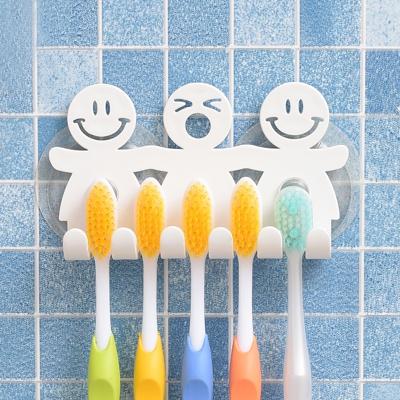 5 PC'S cute smiley zuignap opknoping tandenborstel houder kunststof kleine persoon tanden houder