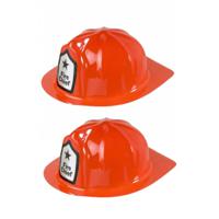 Brandweer verkleed helm - 2x stuks - rood - PVC - volwassenen - brandweerhelmen - thumbnail