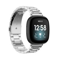 Bandje geschikt voor Fitbit Sense - Maat One Size - Metalen band - Polsband - Vouw Sluiting - Metaal - Zilver Bandje geschikt voor Fitbit Sense - Maat One Size - Metalen band - Polsband - Vouw Sluiting - Metaal - Zilver