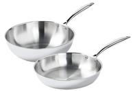 Cookinglife Pannenset - Koekenpan 28 cm + Wok 28 cm - TriPly RVS - zonder anti-aanbaklaag