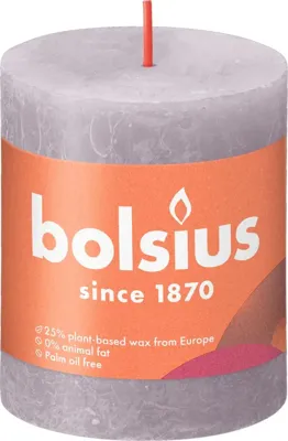 Bolsius stompkaars rustiek shine 6.8x8cm frosted lavender