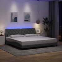 Bedframe met LED zonder matras stof 200x200 cm lichtgrijs