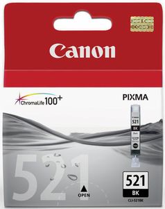 Canon inktcartridge CLI-521BK, 1.250 pagina's, OEM 2933B001, foto zwart