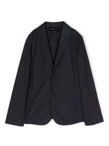 Emporio Armani Kids blazer en coton à revers crantés - Bleu