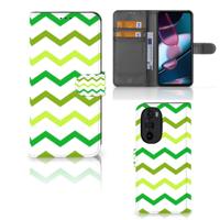 Motorola Edge 30 Pro | Telefoon Hoesje | Zigzag Groen | Portemonnee hoesje
