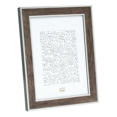 Deknudt Houten fotokader in donkerbruine houtkleur met zilverbies 15x20 S40JE3
