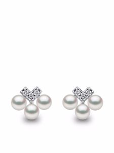 Yoko London boucles d'oreilles Sleek en or blanc 18ct ornées de diamants et de perles Akoya - Argent