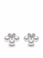 Yoko London boucles d'oreilles Sleek en or blanc 18ct ornées de diamants et de perles Akoya - Argent - thumbnail