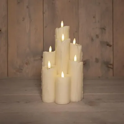 Anna&apos;s Collection LED druipkaars 3d flame set 25.5x15 cm ivoor 7 stuks