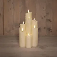 Anna&apos;s Collection LED druipkaars 3d flame set 25.5x15 cm ivoor 7 stuks