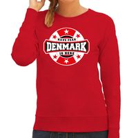 Have fear Denmark is here / Denemarken supporter sweater rood voor dames