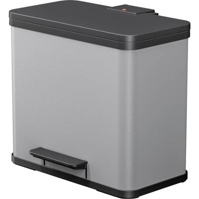 Hailo öko duo plus L 6302200 Afvalbak 26 l Plaatstaal (b x h x d) 470 x 430 x 340 mm Lichtgrijs Met voetpedaal 1 stuk(s)